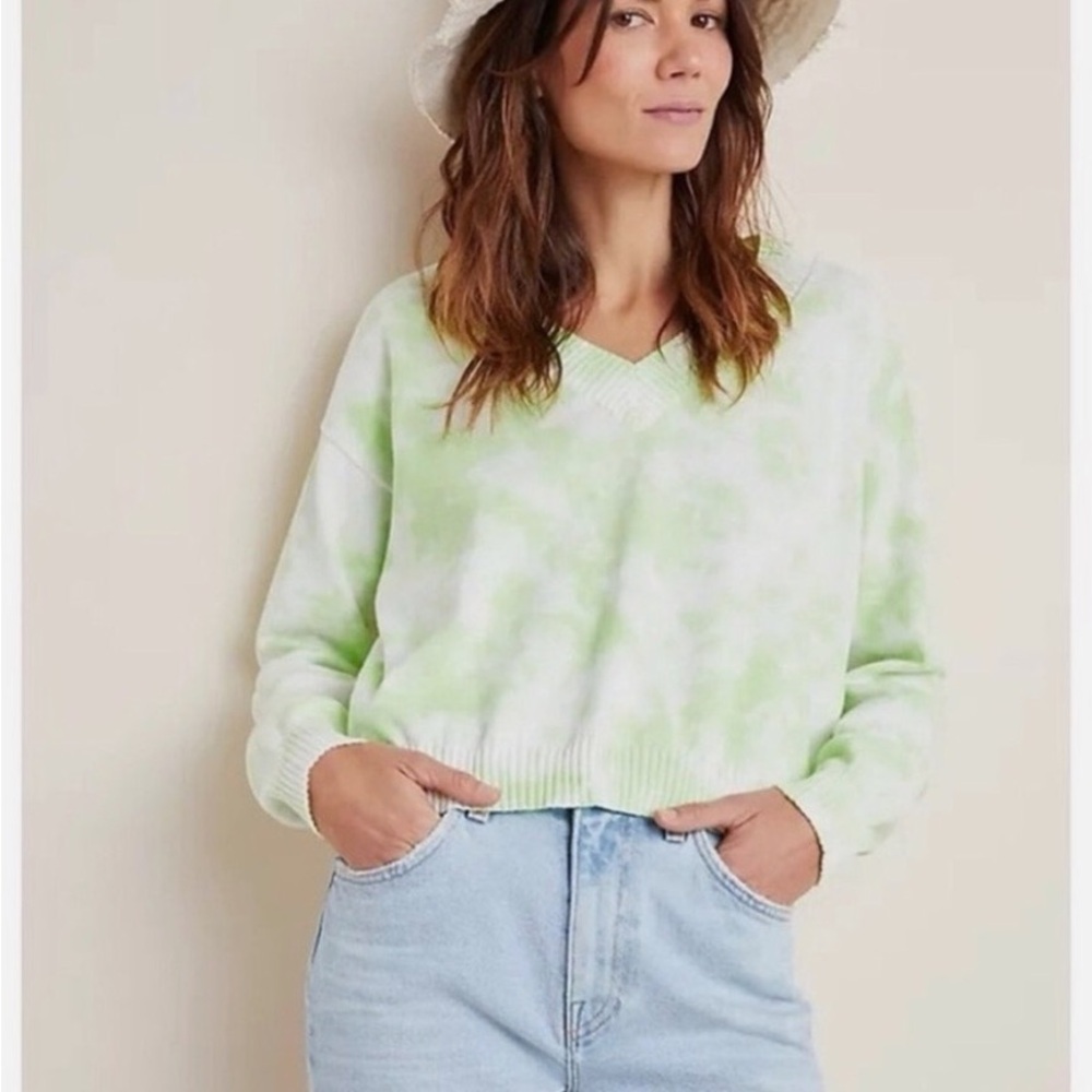 Anthropologie Tie-Dye V-Neck Sweater